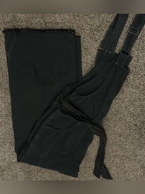 aerie Black Denim Overall wide leg